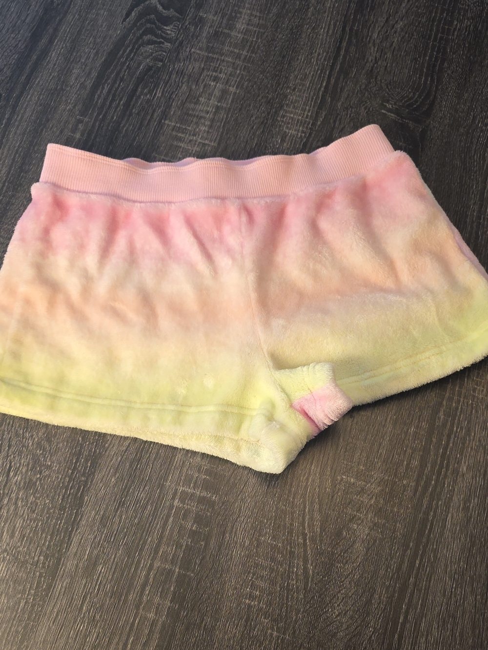 PINK Victoria's Secret Plush Tie-Dye Sleep Shorts in Pink and Yellow